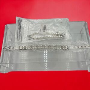 Lg Dog Pearl Necklace & Collar Adjustable Fancy Pearls Jewelry Bling Rhinestones